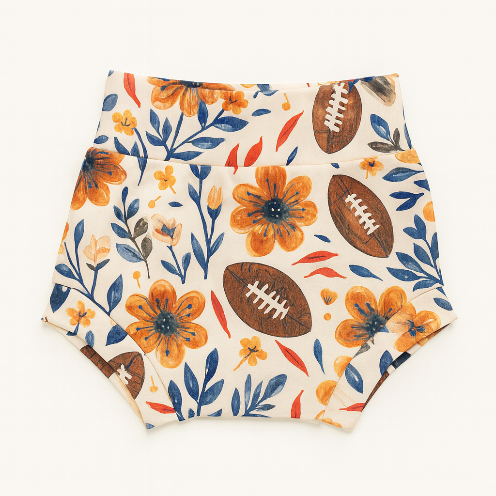 Football Floral Baby Bummie Set