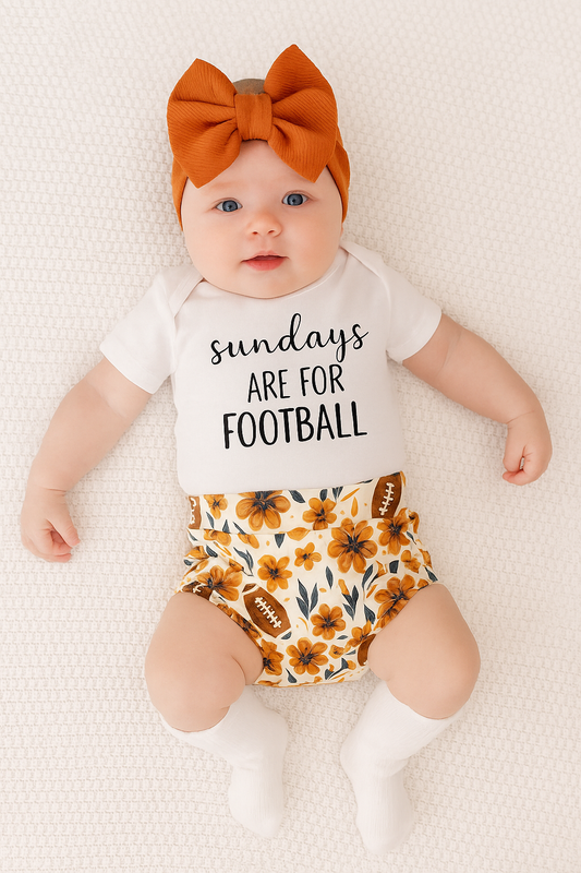 Football Floral Baby Bummie Set