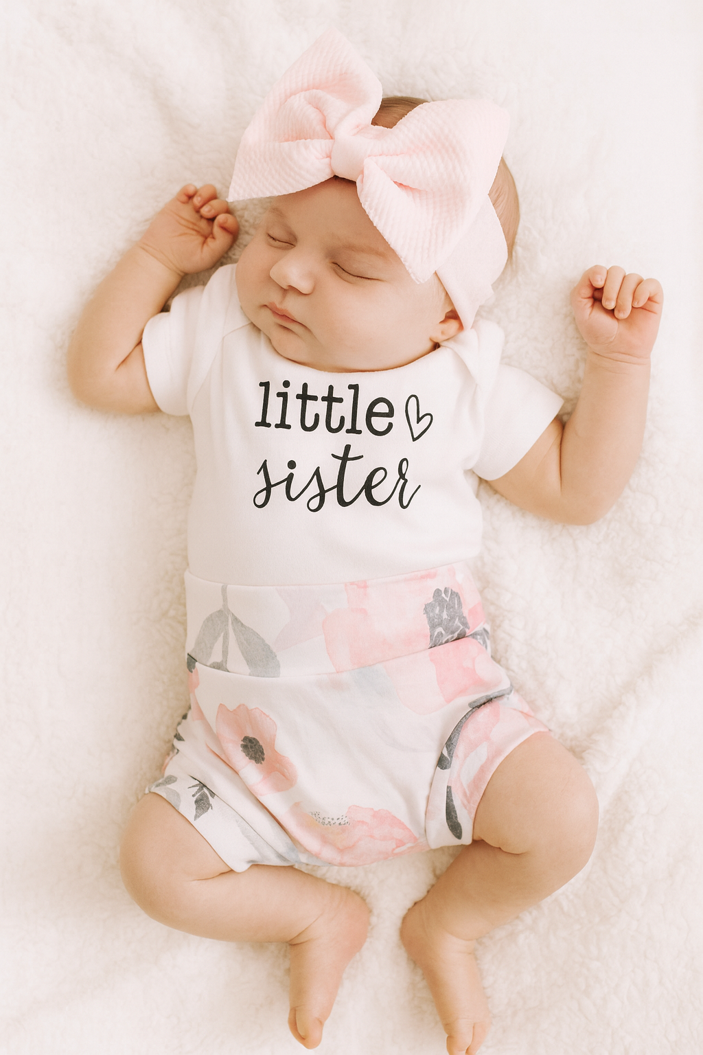 Little Sister Pink Floral Bummies Set