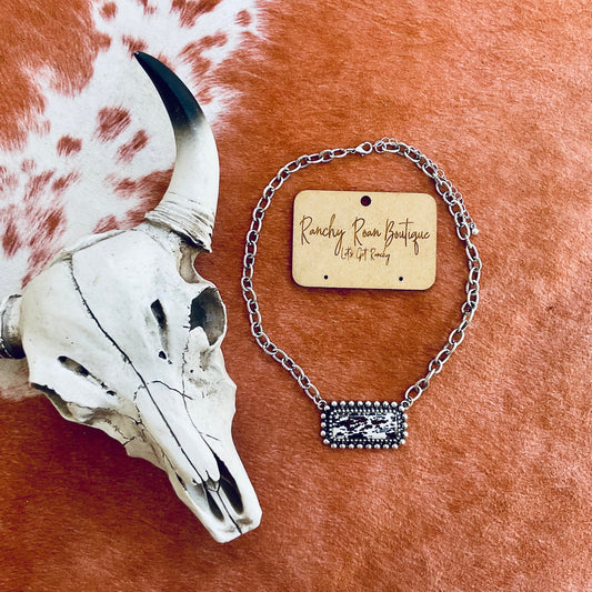 Cow Printed Bar Necklace - Western Cowhide Style
