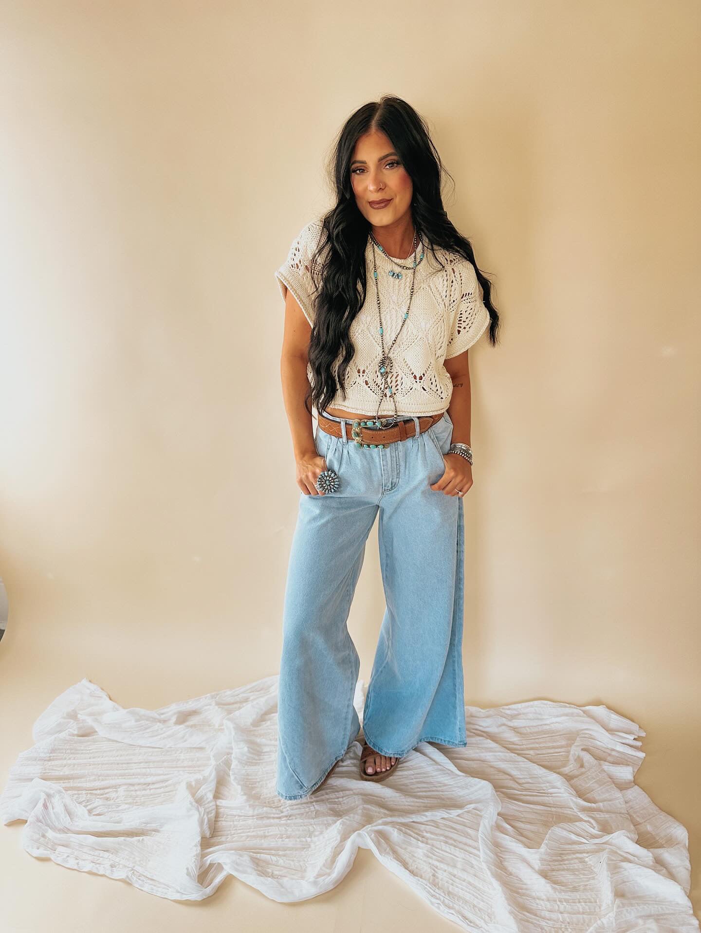 The Cowtown Wide Leg Jeans - large