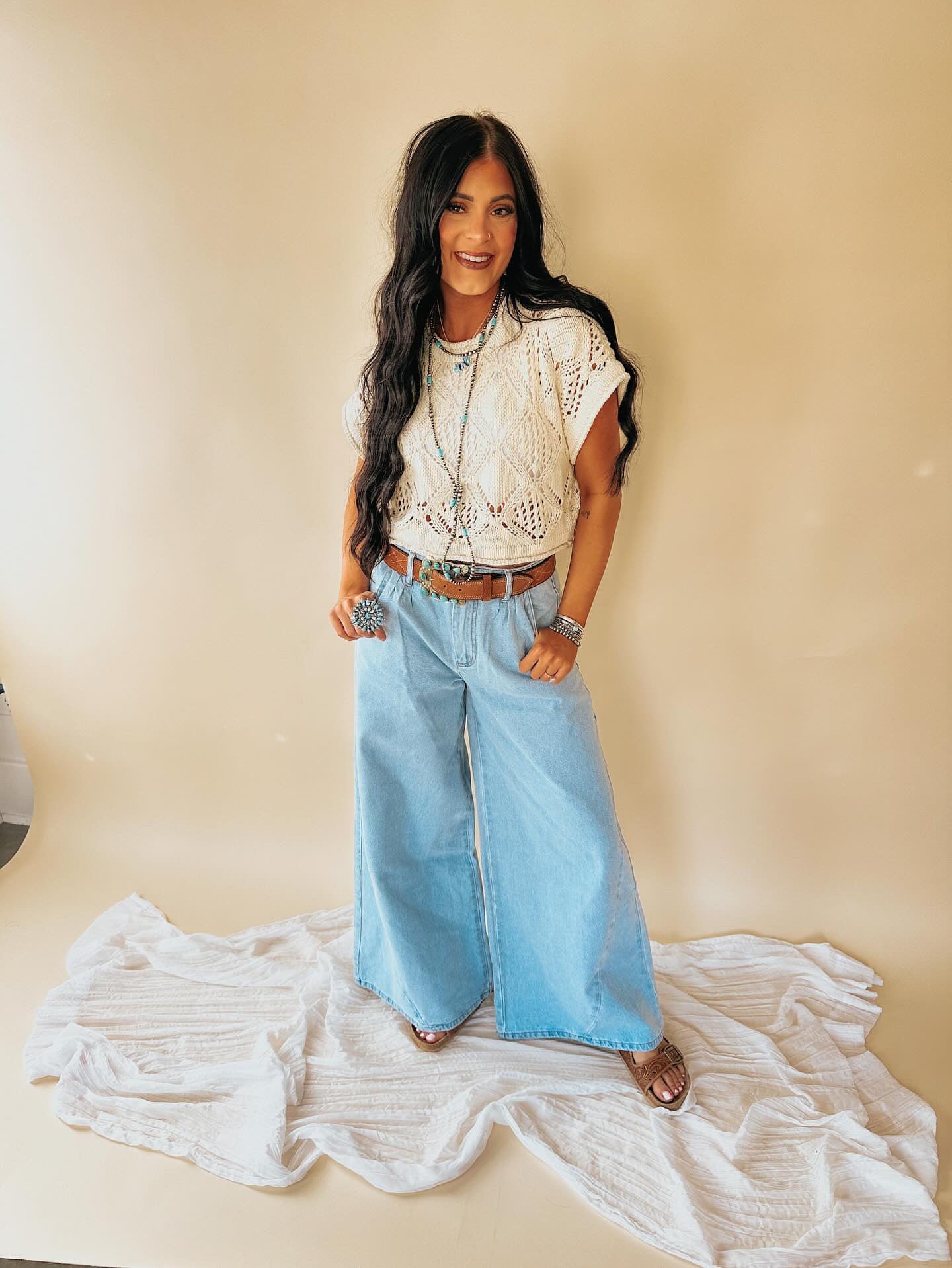 The Cowtown Wide Leg Jeans - large