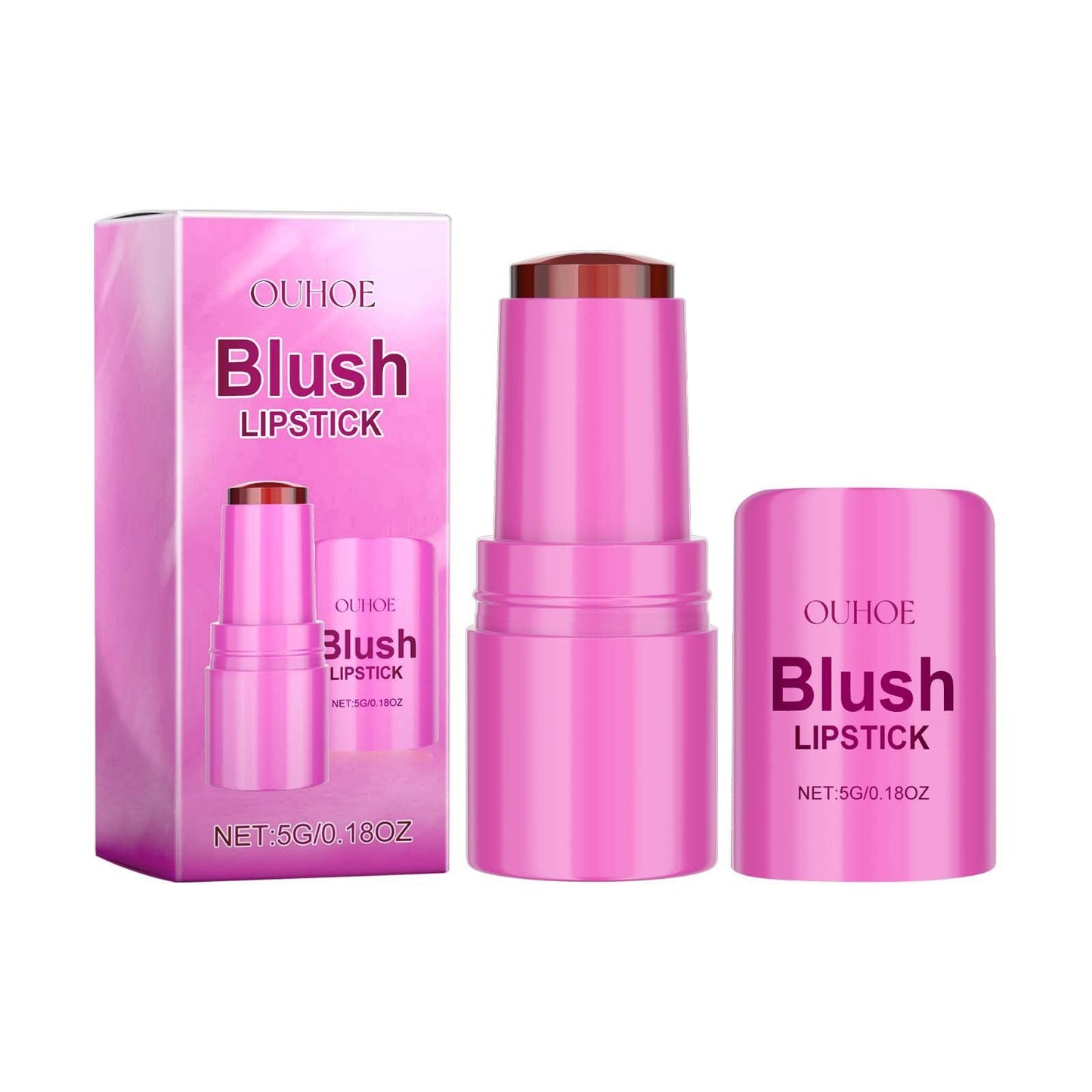 Blush Lipstick, Natural Nude Light Long-Lasting Easy Color Blush Lip Gloss Stick