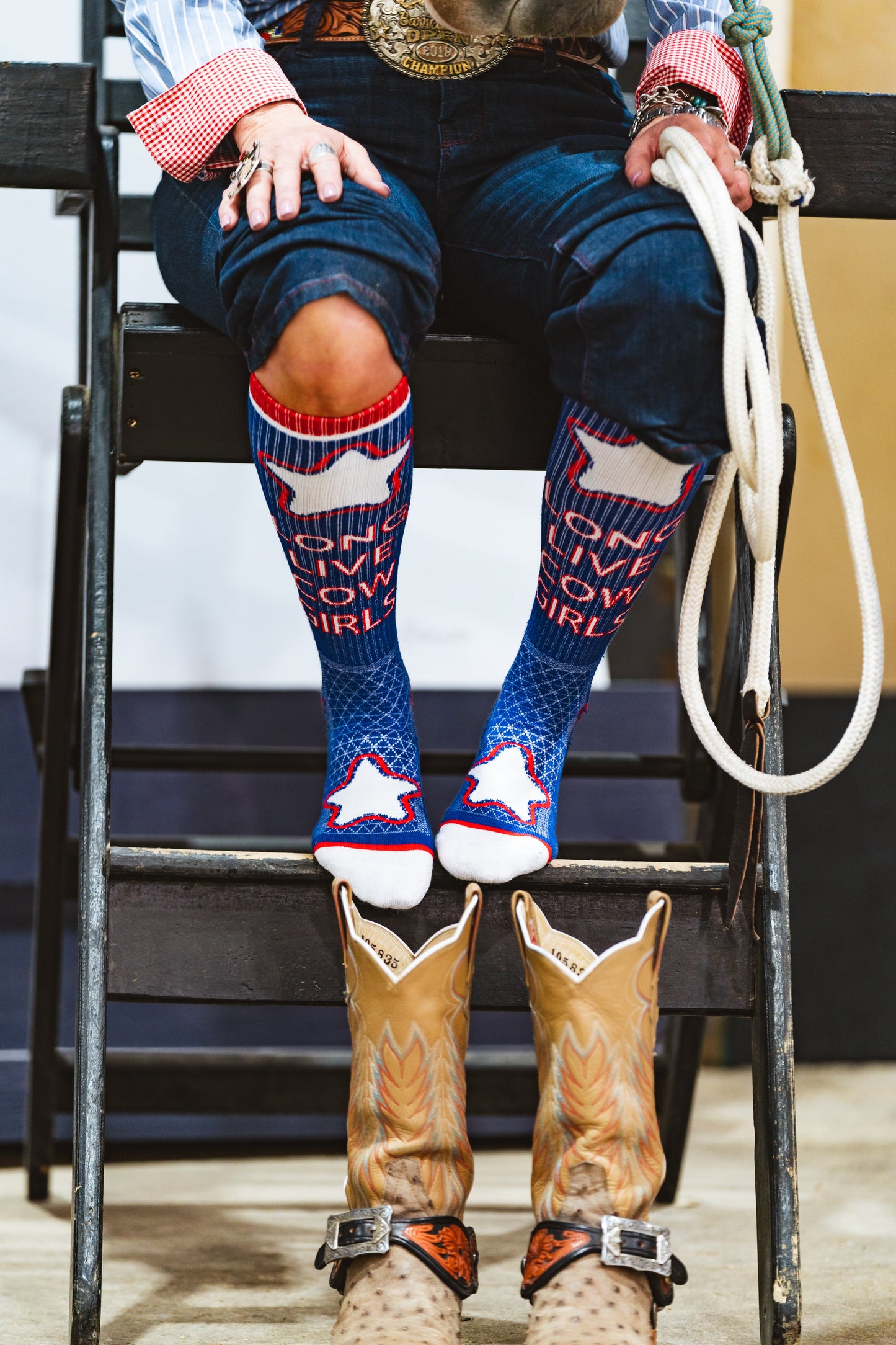 Long Live Cowgirls Red/Blue Performance Boot Socks