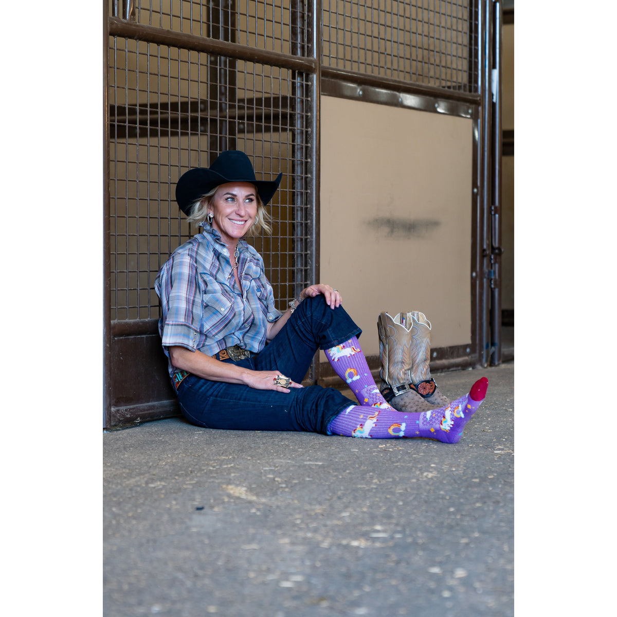 Lucky Unicorns Purple Performance Boot Socks