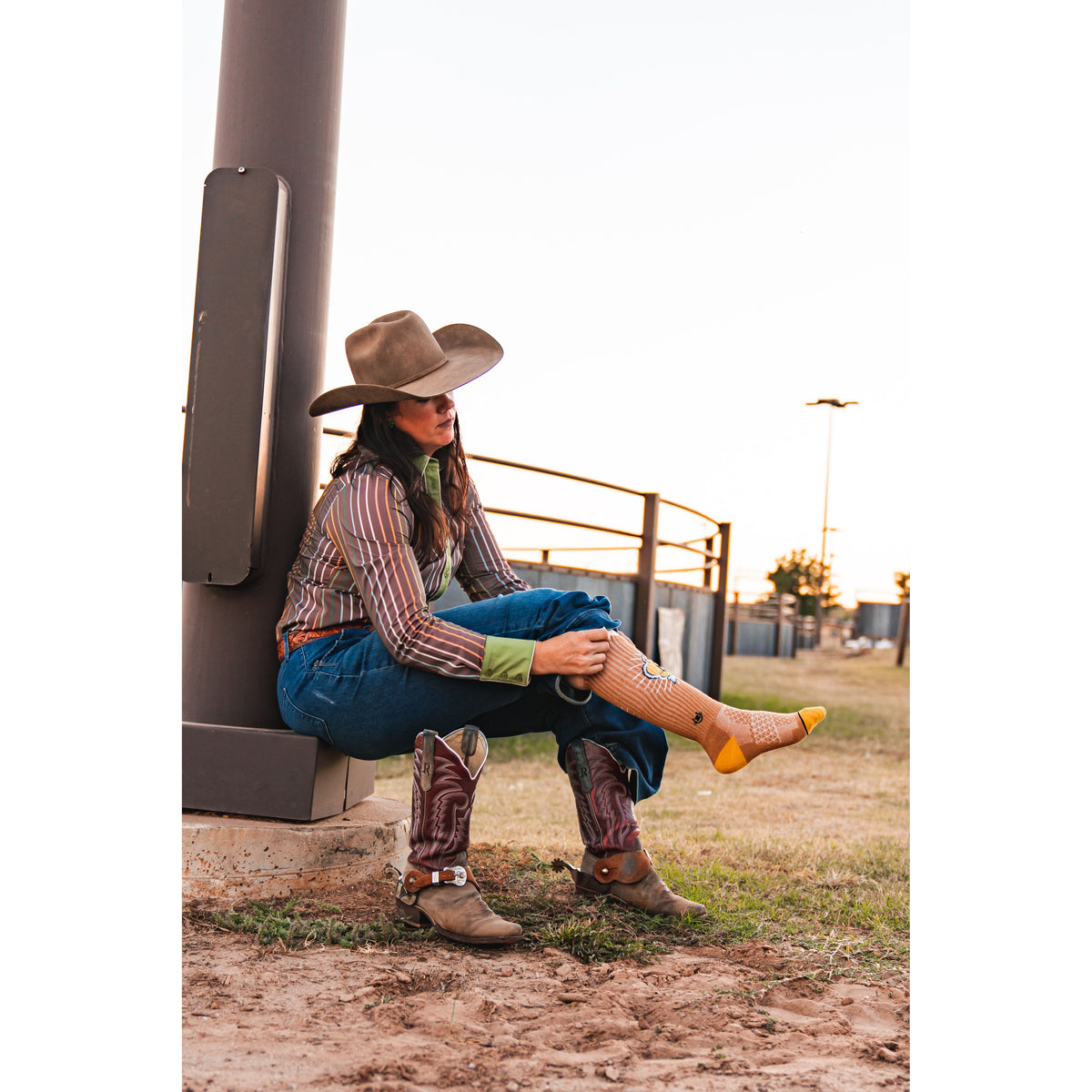 Lucky Bucking Cowgirl Tan Performance Boot Socks