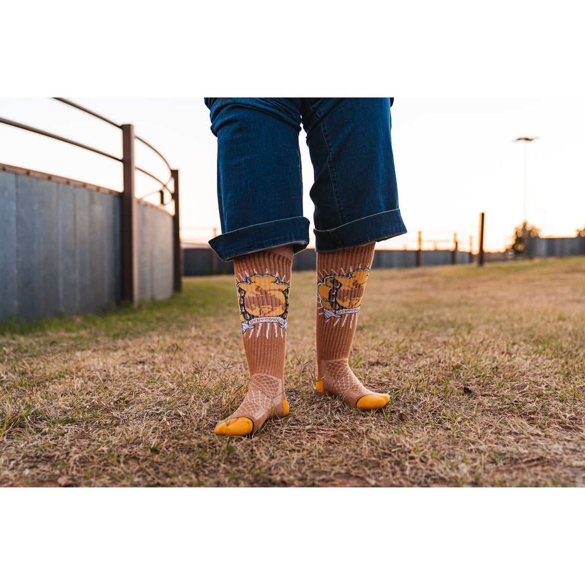 Lucky Bucking Cowgirl Tan Performance Boot Socks
