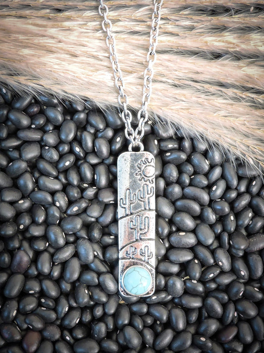 Clint Cactus Bar Pendant Fashion  Necklace
