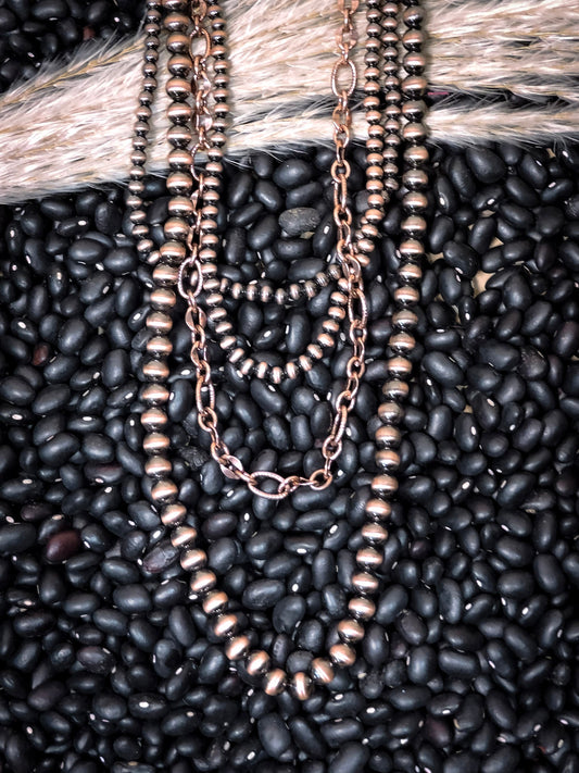 Harper Navajo Style Pearl Layered Fashion Necklace - Copper