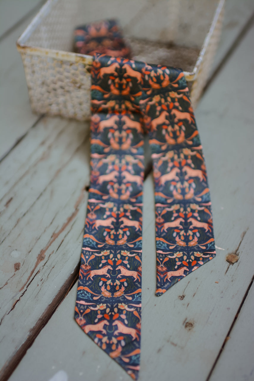 Prairie Days in Denim Western Silk Twilly Scarf