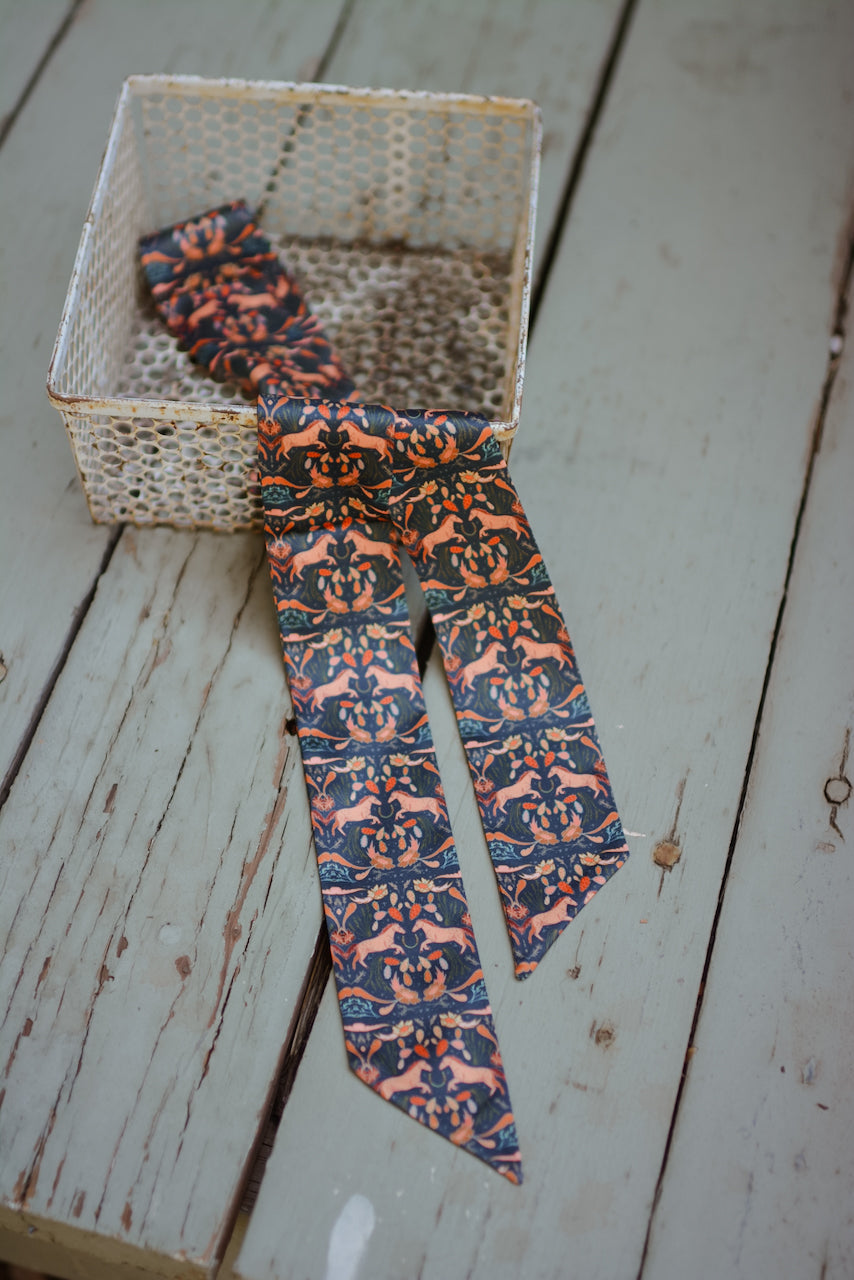 Prairie Days in Denim Western Silk Twilly Scarf