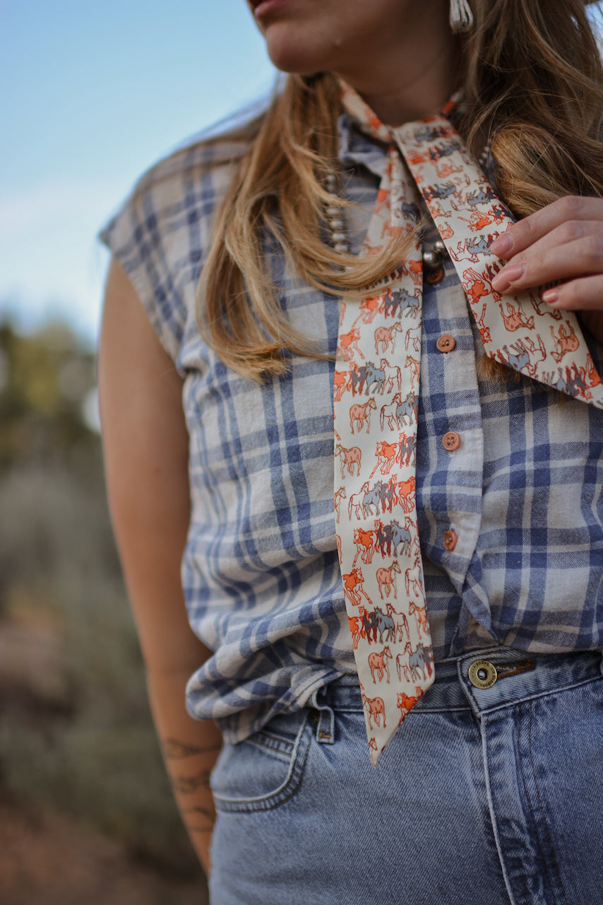 Mustang Meadows Silk Twilly Western Scarf