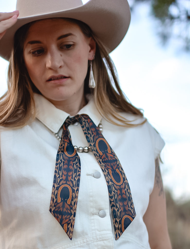 Western Harvest in Deep Juniper Silk Twilly Scarf