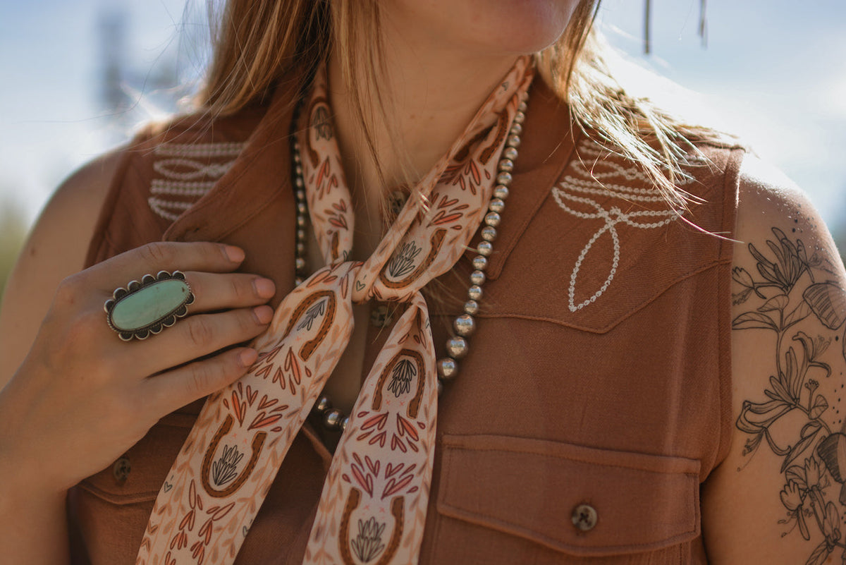 Western Harvest in Dusty Rose Twilly Cowgirl Scarf
