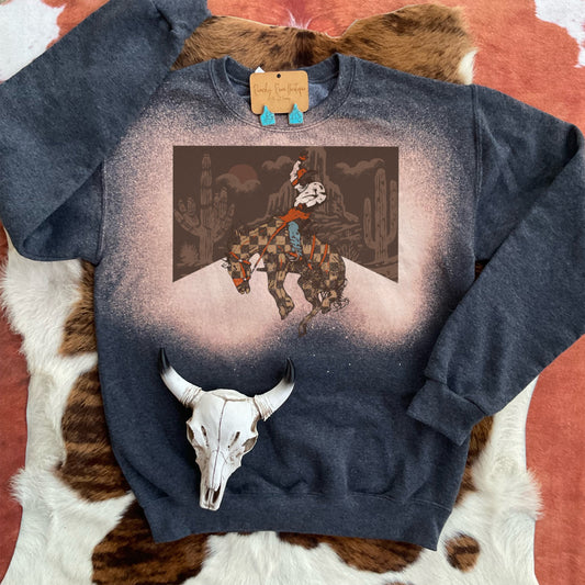 Desert Bucking Horse Graphic Western Sweatshirt