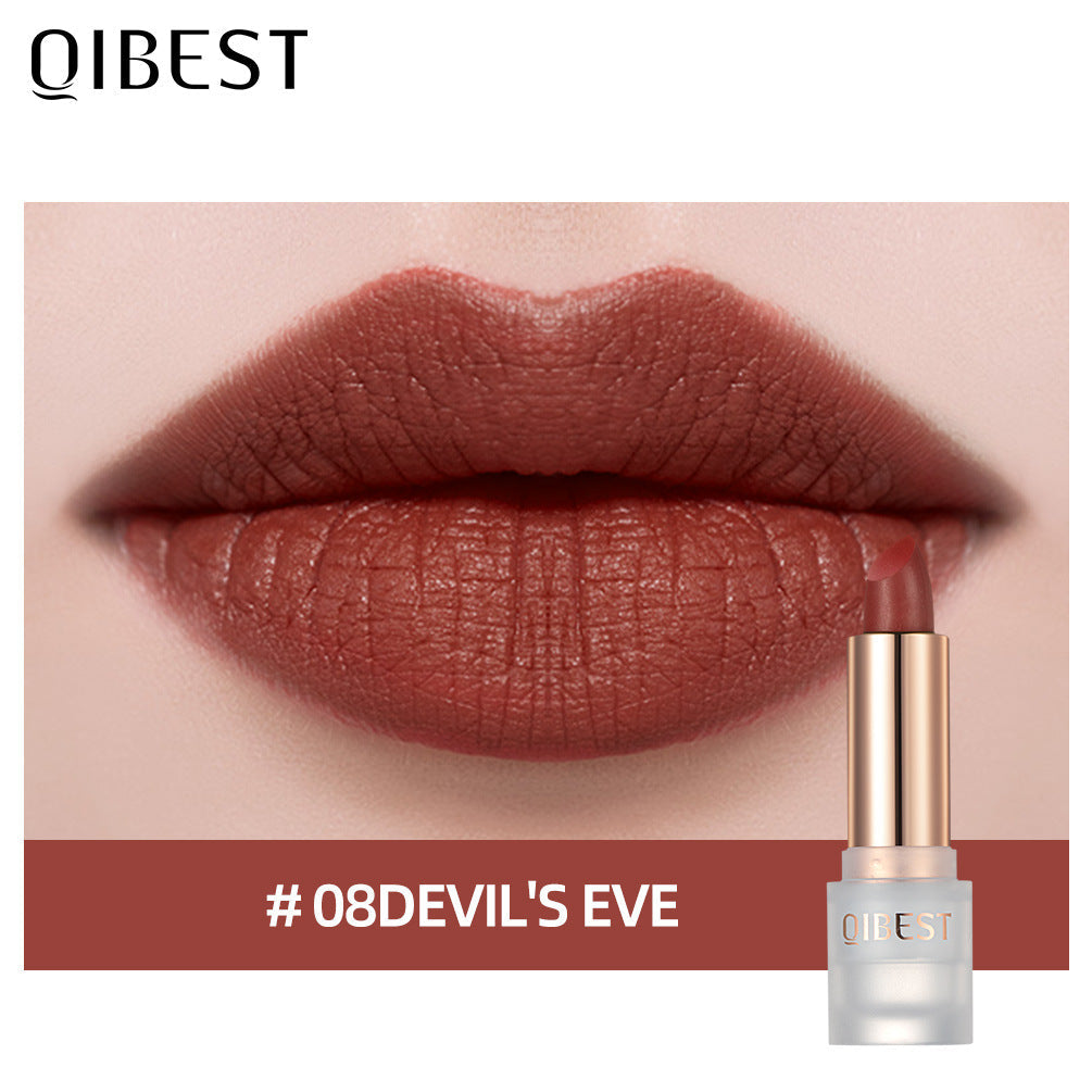 QIBEST Lipstick Velvet Matte Lipstick Not Easy To Fade Easy To Color Matte Lipstick