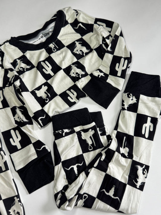 Cowboy Checkers Bamboo Toddler Set