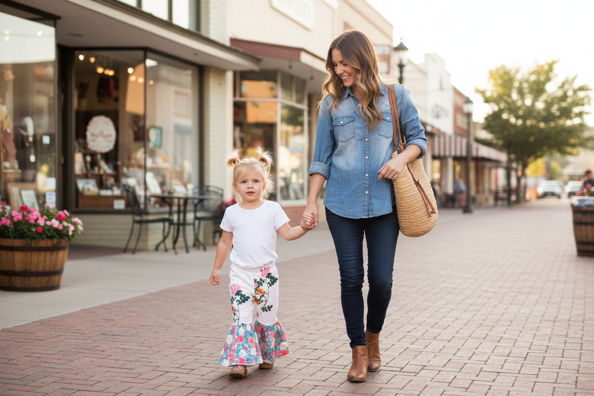Girls Floral Bell Bottom Pants | Wildflower Retro Flares
