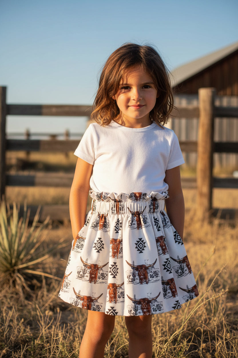 Longhorn Aztec Cowgirl Skirt | Western Girls Skirt