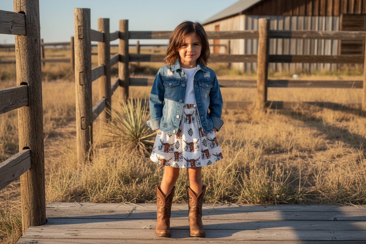Longhorn Aztec Cowgirl Skirt | Western Girls Skirt