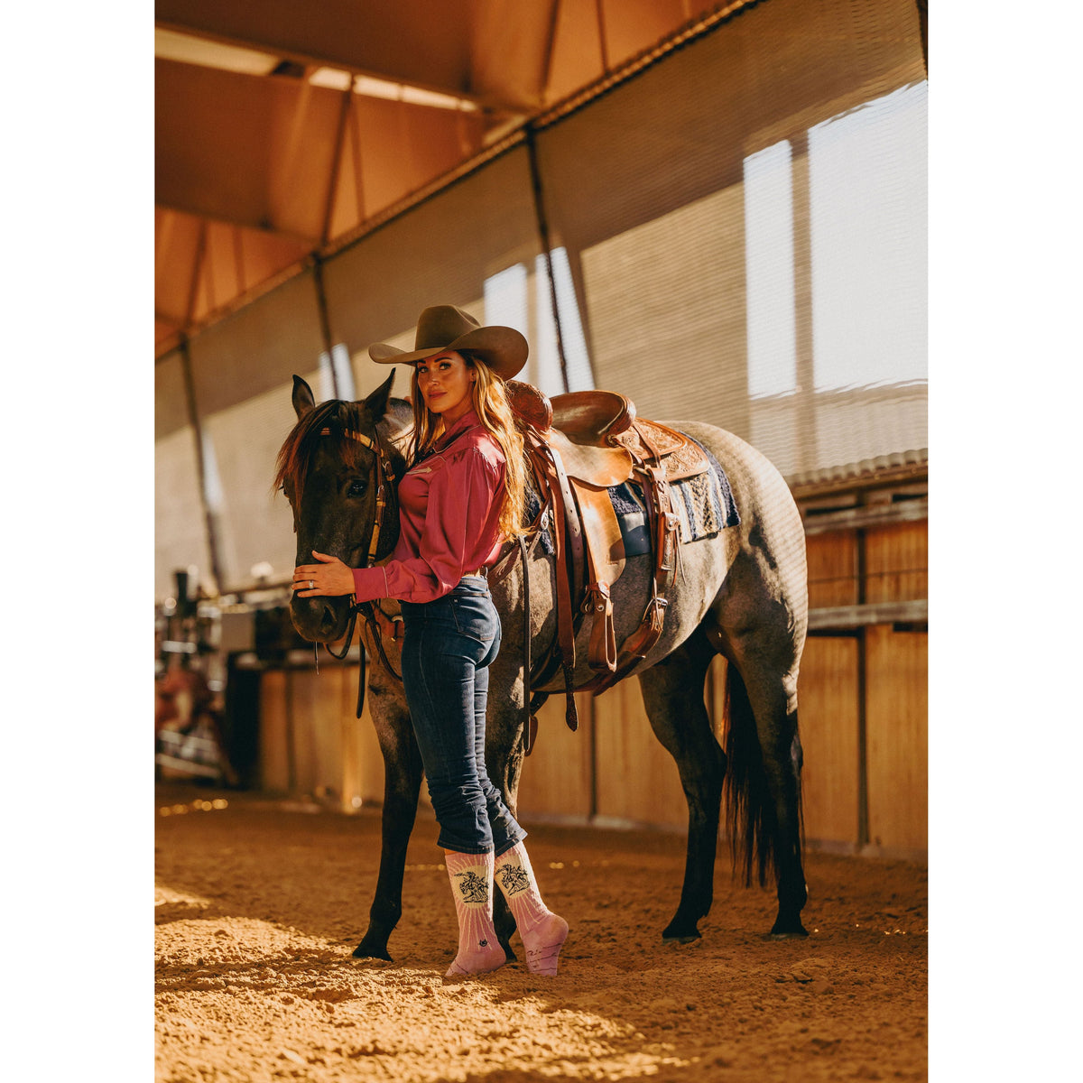 Fringe Bucking Dusty Pink Performance Boot Socks