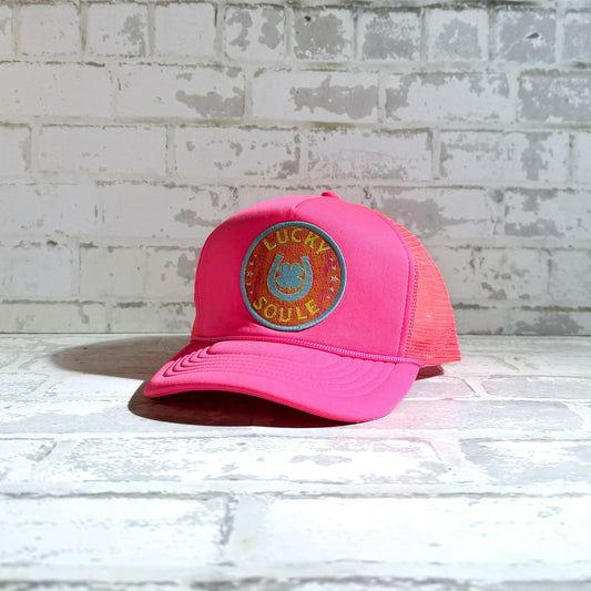 Pink Foam Lucky Soule Patch Trucker Hat