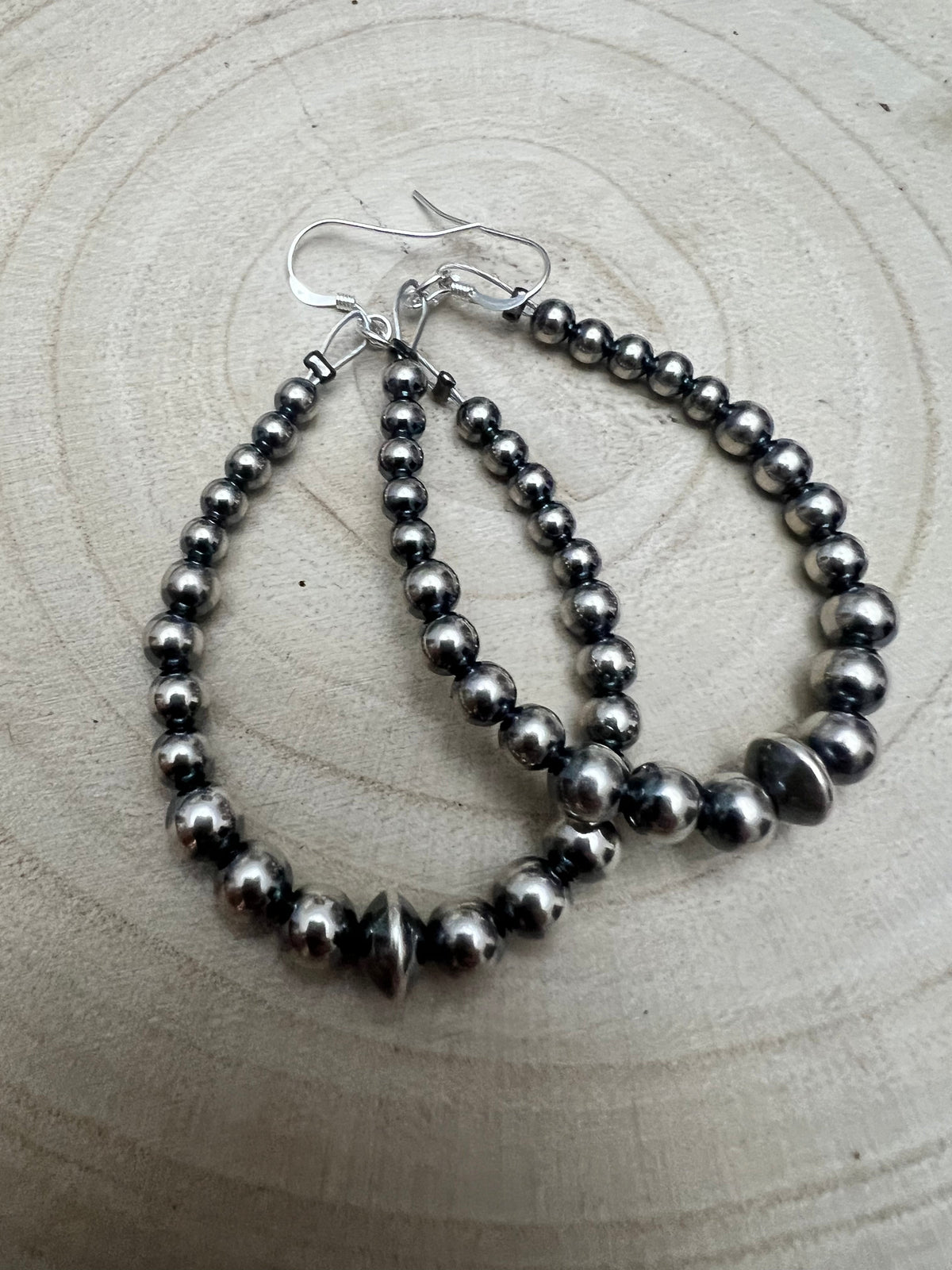 Graduated Sterling Pearl Teardrop Earrings — 2.5 inch drop (4-5-6mm + Saucer)