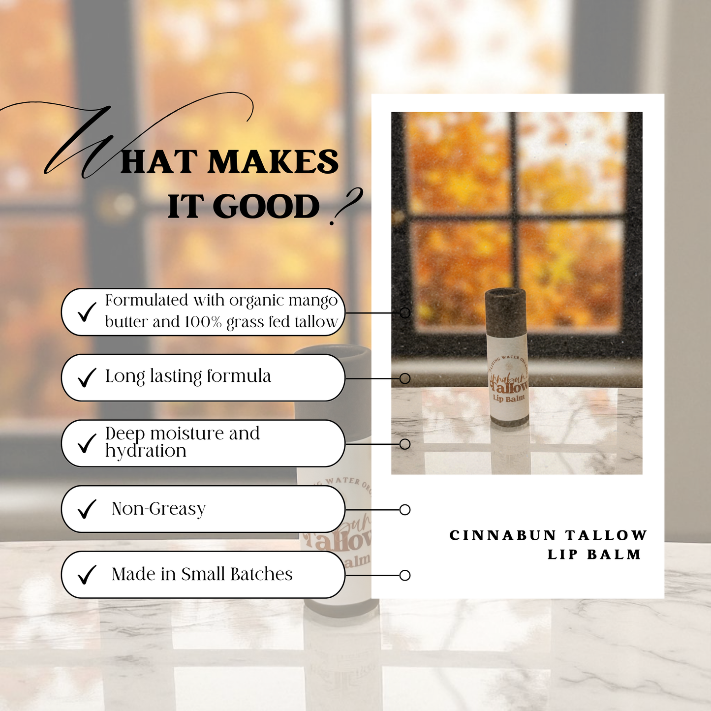 Tallow Lip Balm Cinnamon Roll Flavor