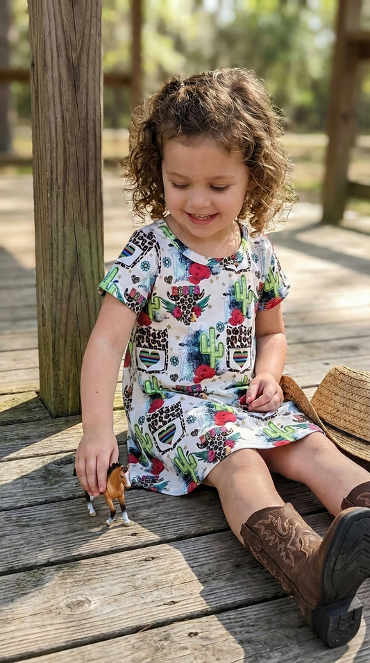 Rodeo T-Shirt Dress – Western Cowgirl Dress for Kids and Toddlers