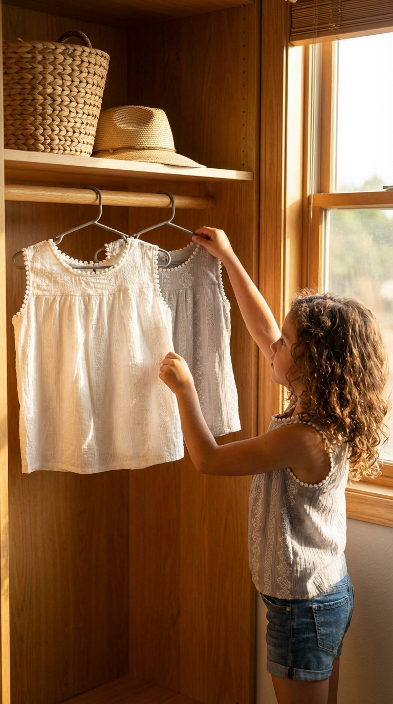 Embroidered Girls Tank Top: Light Cotton Boho Summer Shirt