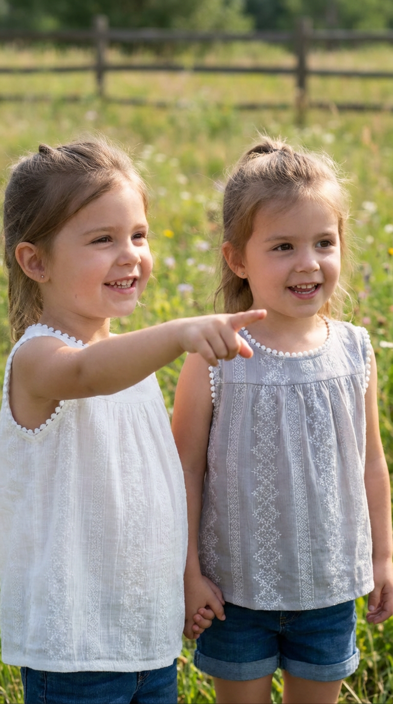 Embroidered Girls Tank Top: Light Cotton Boho Summer Shirt