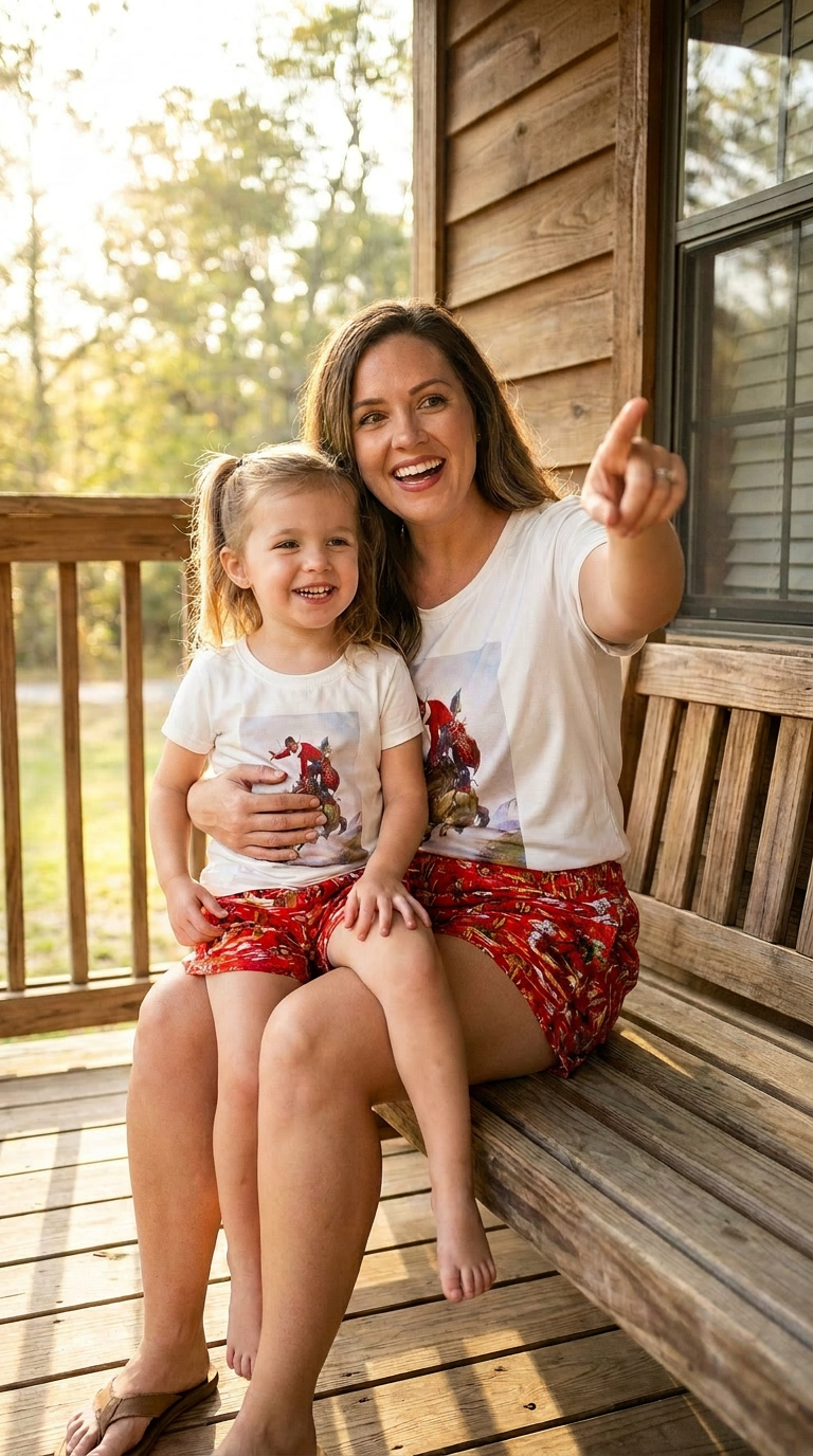 Girls Western Outfit | Cowgirl Short Set | Bronc Rider Tee & Cowboy Print Shorts