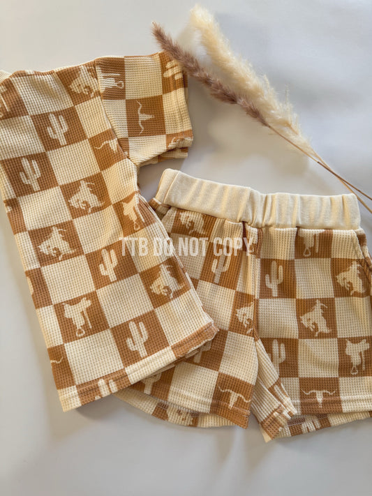 Cowboy Checkers Waffle Knit Sets