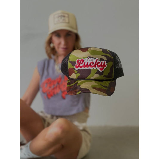 Let’s Get Lucky Camo Patch Trucker Hat