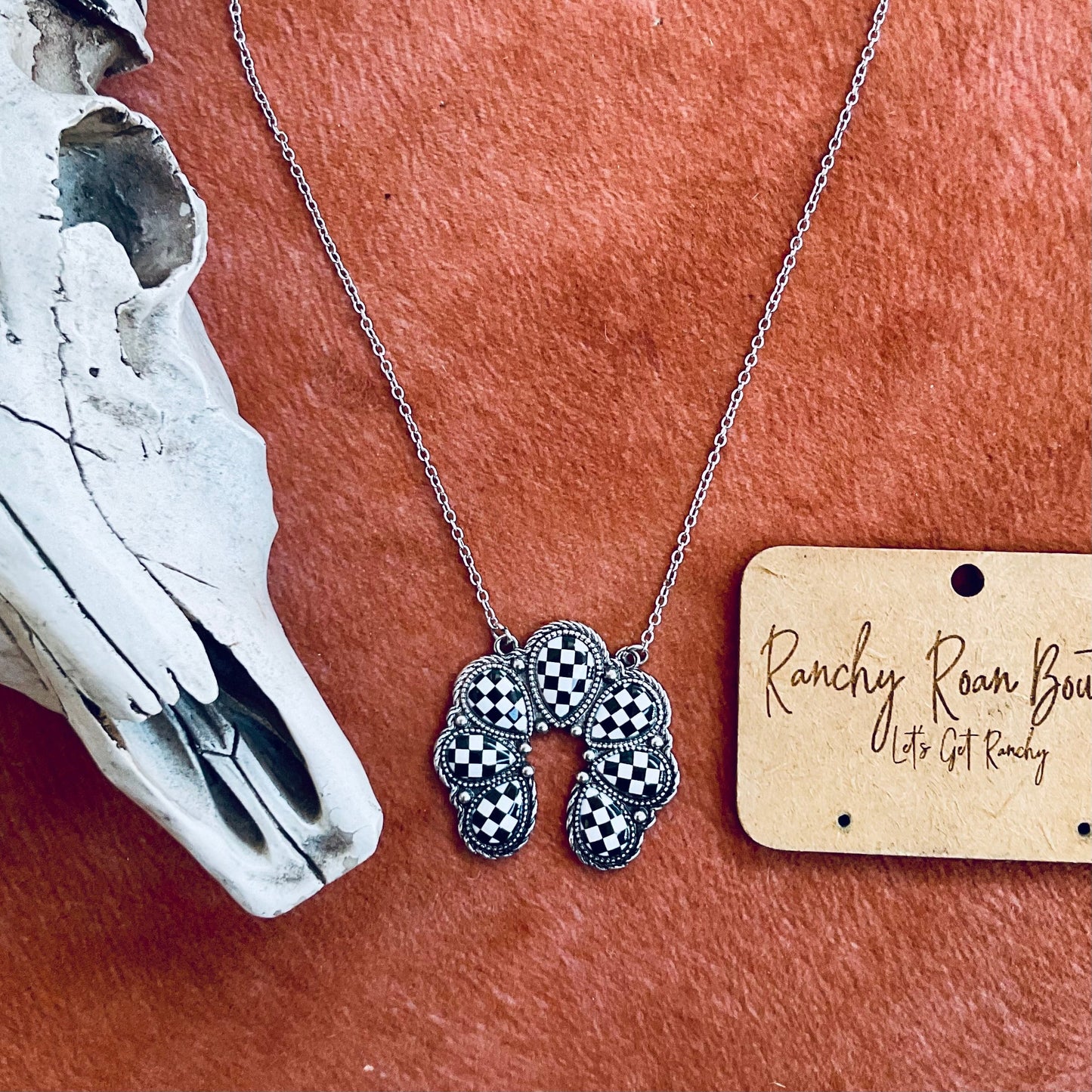 Western Checker Squash Blossom Necklace