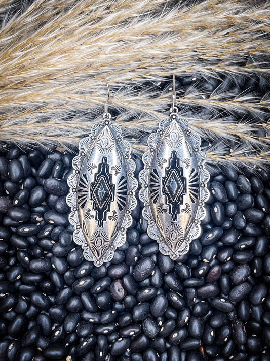 Largo Aztec Dangle Fashion Earrings - Black