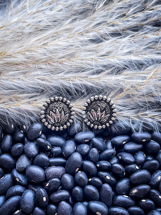 Eliza Flower Stud Fashion Earrings - Silver