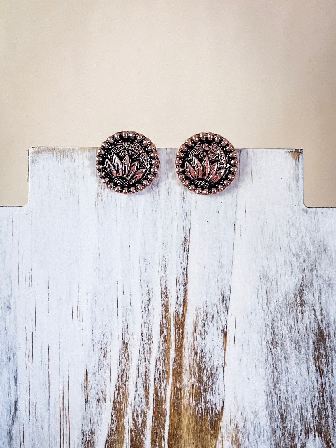 Eliza Flower Stud Fashion Earrings - Copper