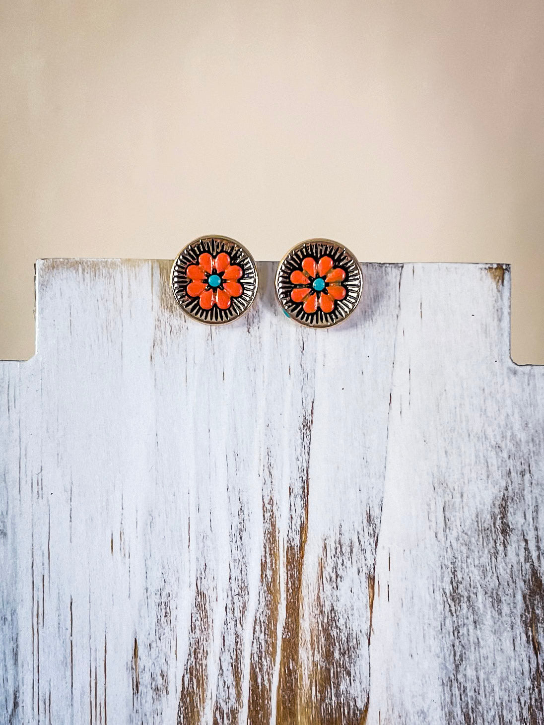 Flourish Flower Stud Fashion Earrings - Copper