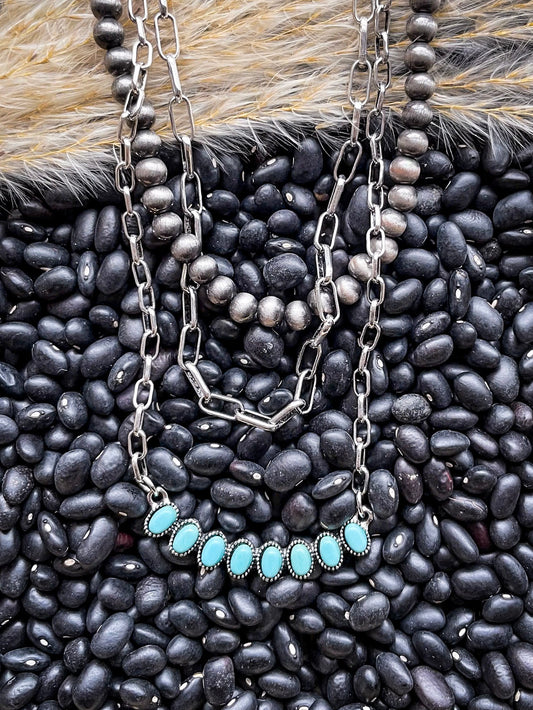 Lenna Navajo Style Pearl Layered Fashion Necklace