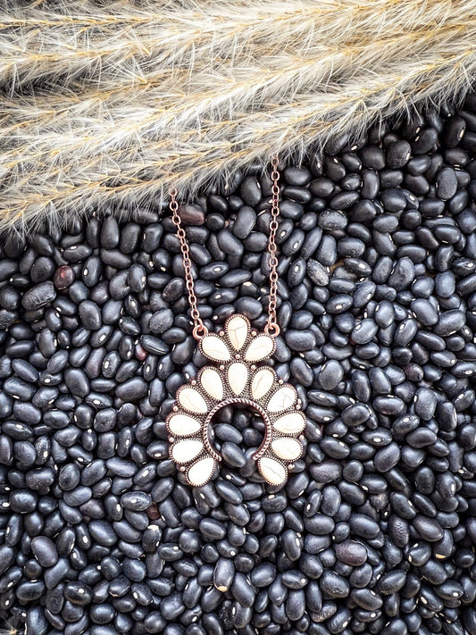 Squash Blossom Chain Necklace - Copper/Natural