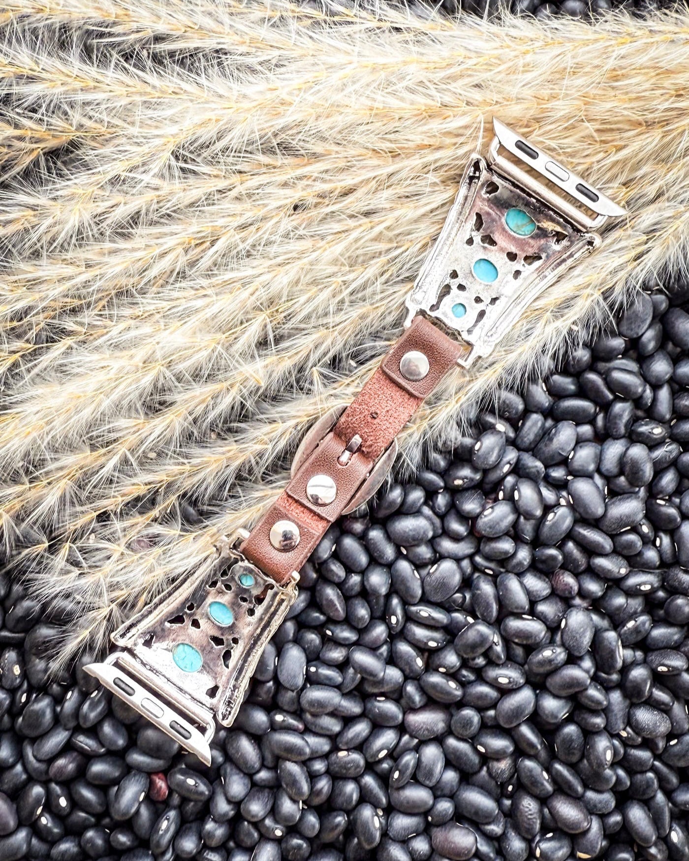 Nellie Western Style Faux Turquoise and Leather Watch Fashion Band