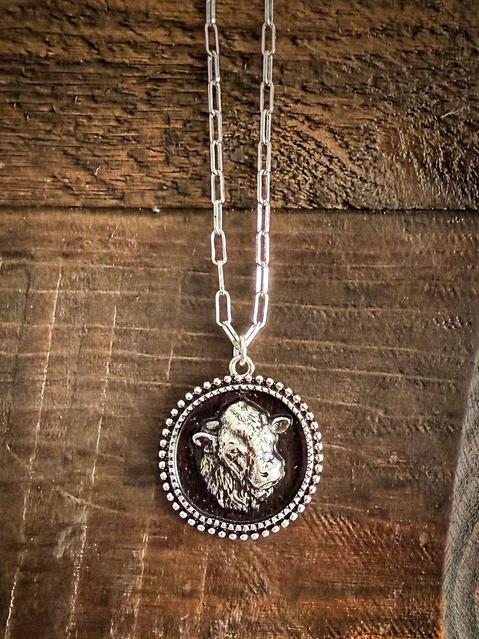 Cow Head Cameo Pendant Fashion Necklace