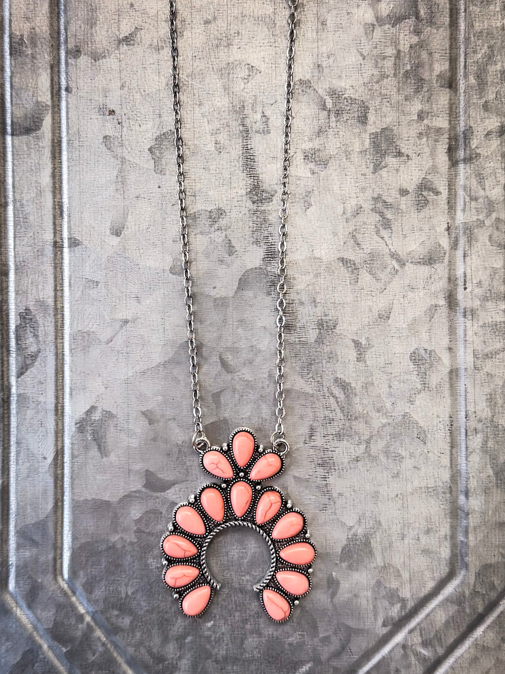 Squash Blossom Chain Fashion Necklace - Coral