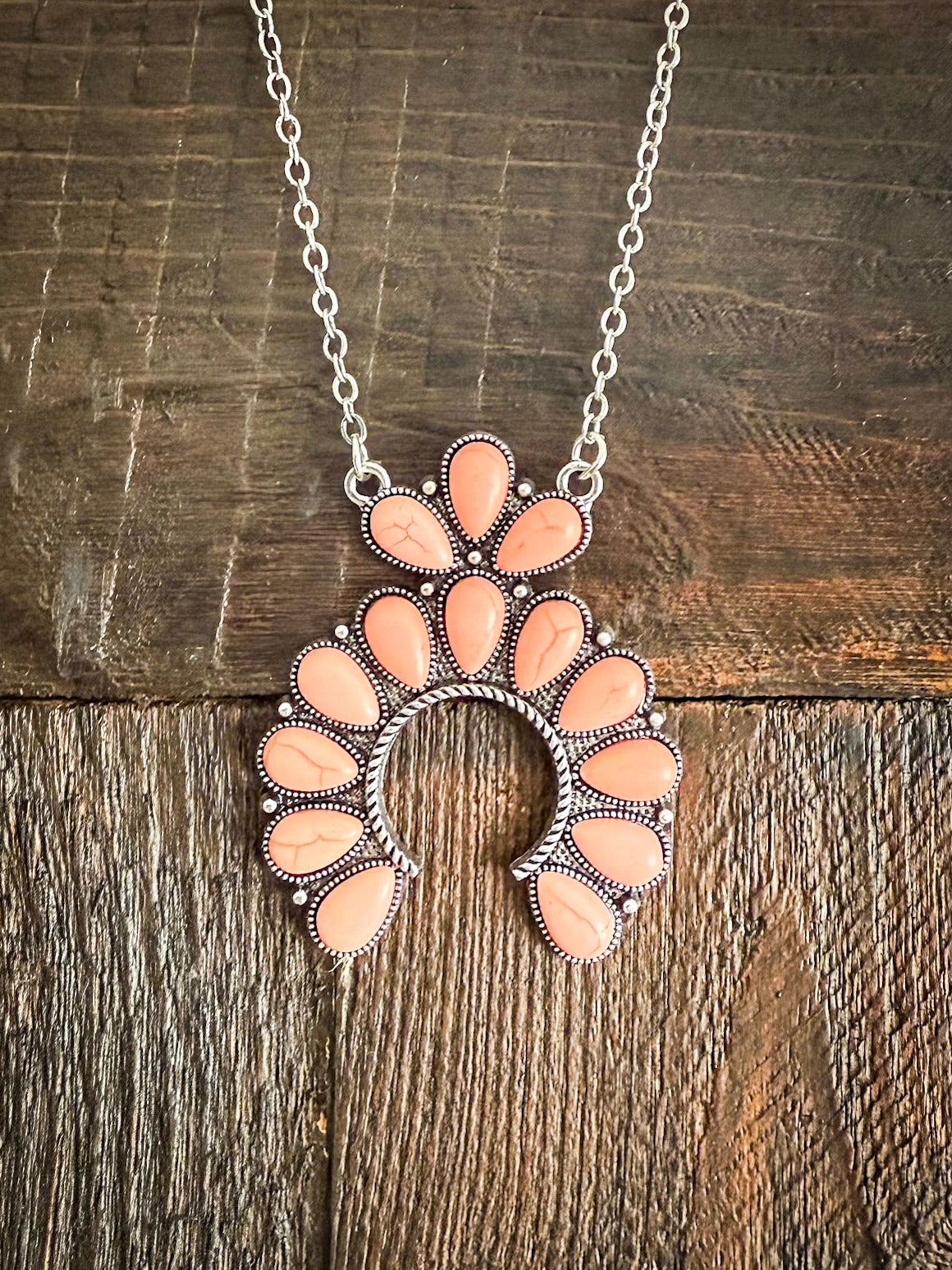 Squash Blossom Chain Fashion Necklace - Coral