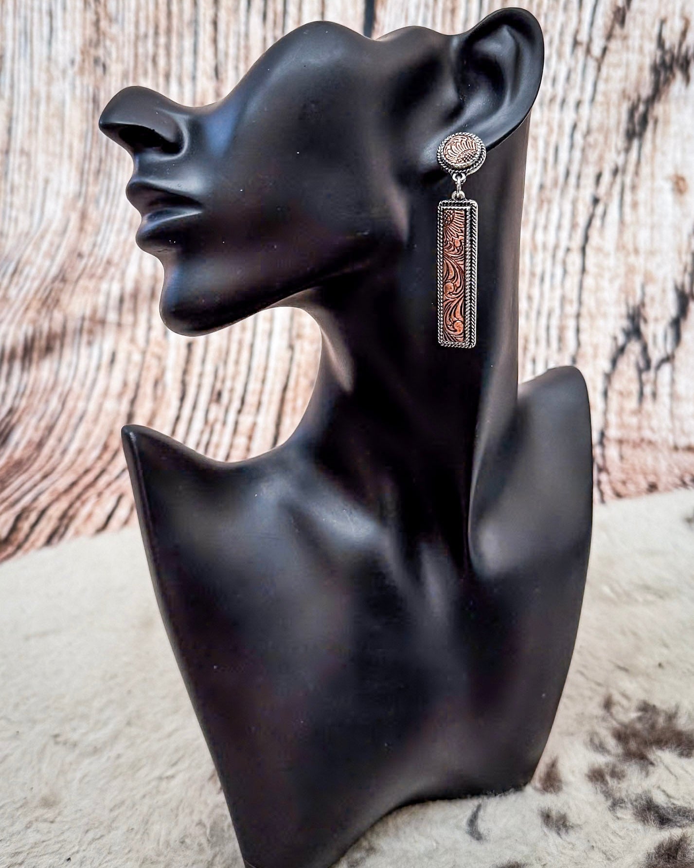 Out West Bar Dangle Fashion Earrings - Copper