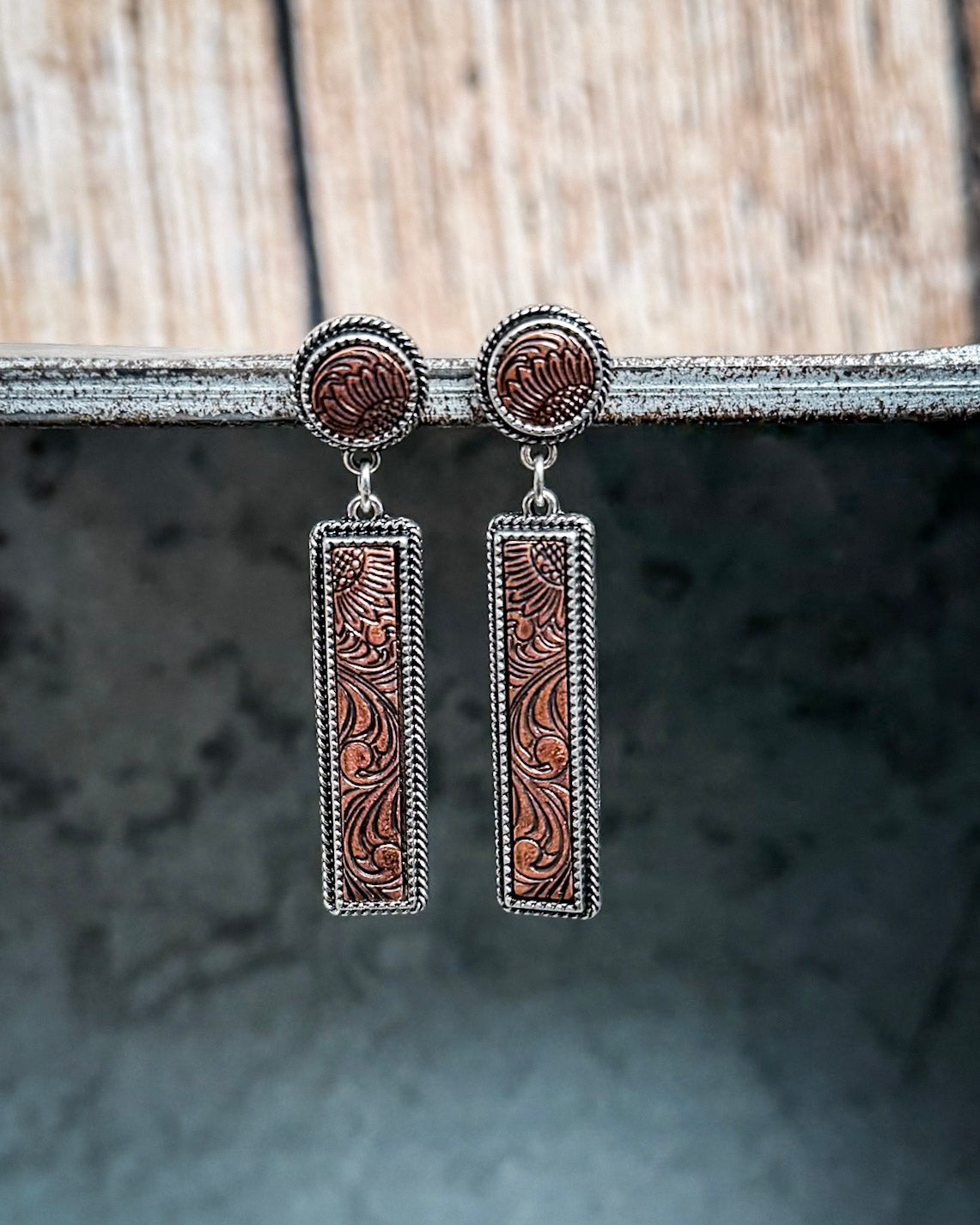 Out West Bar Dangle Fashion Earrings - Copper