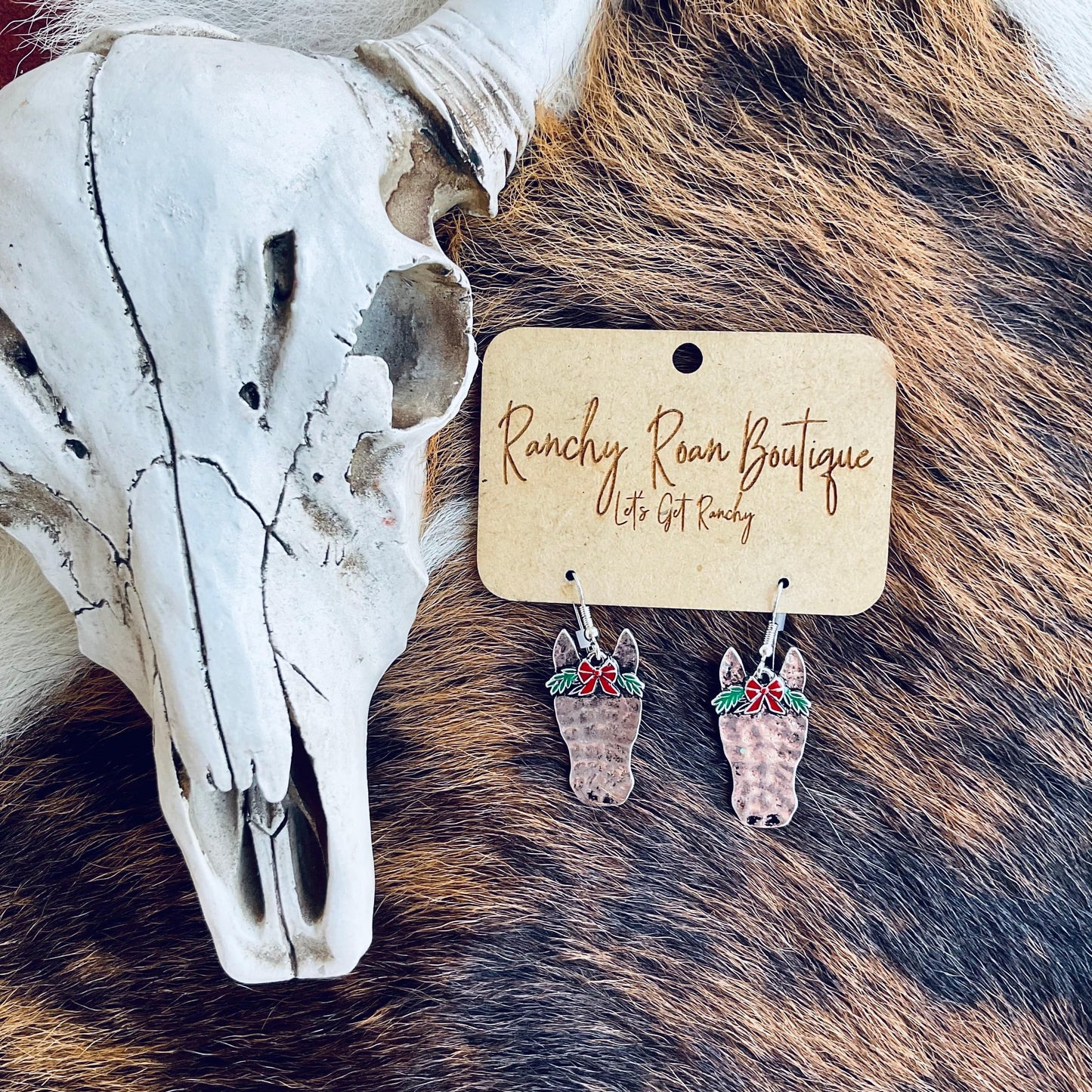 Christmas Horse Dangle Earrings