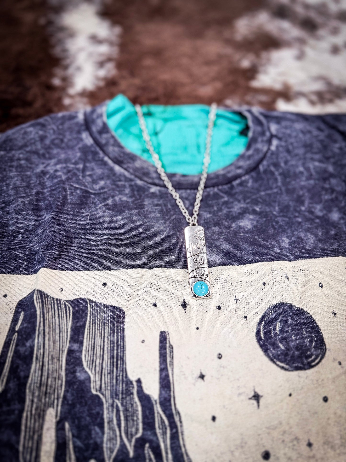 Clint Cactus Bar Pendant Fashion  Necklace