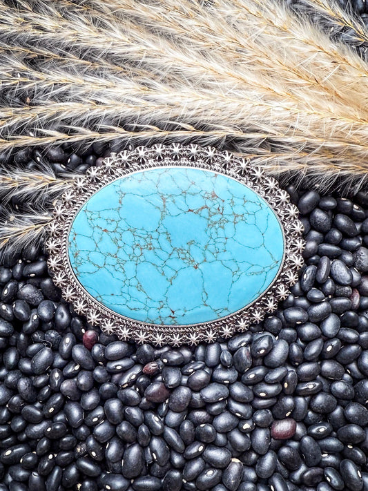 The Dakota Buckle – Large Oval Turquoise Fashion Stone